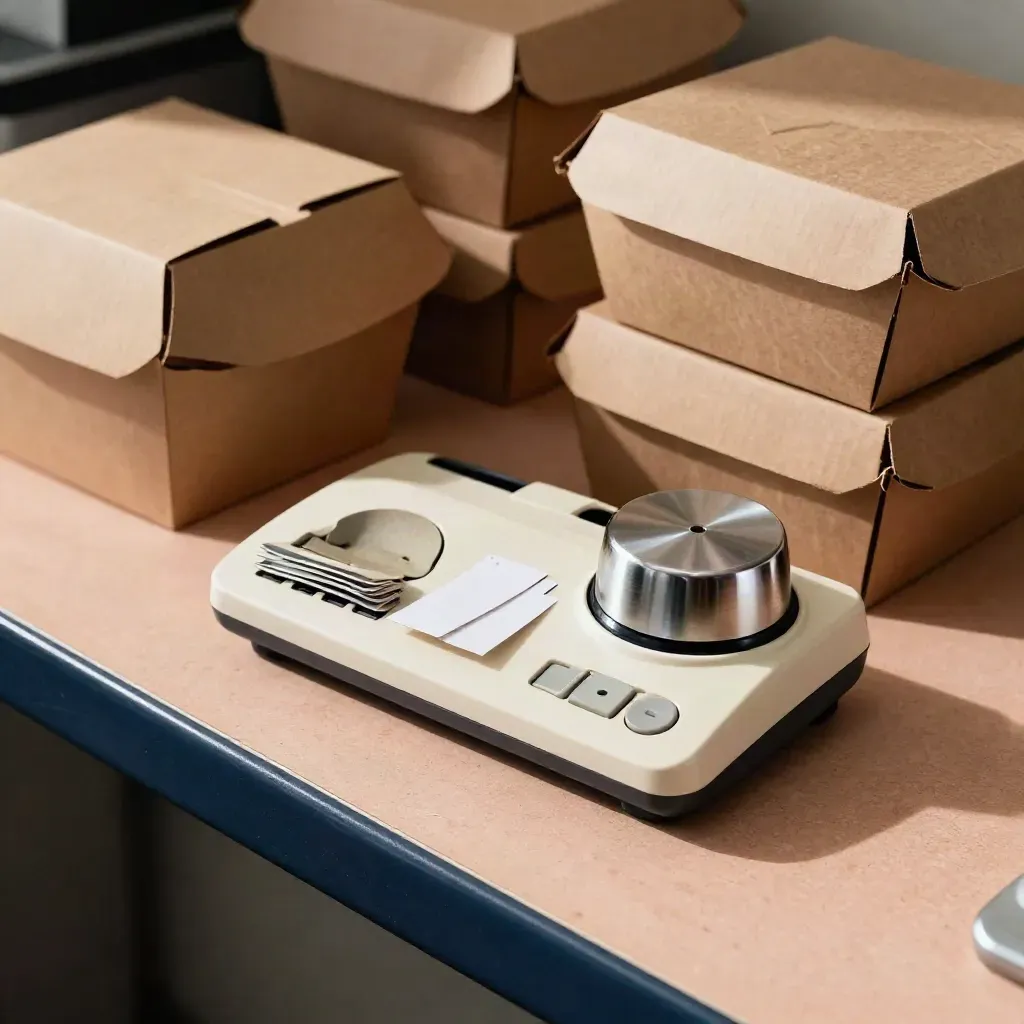 Base de teléfono, fichas de pedidos, temporizador y cajas para llevar en la recogida.